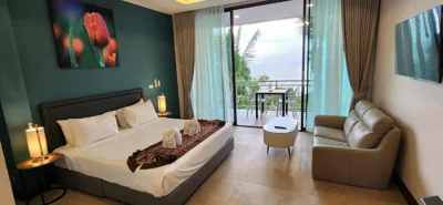 Deluxe kamer met balkon en zeezicht — Sunset Hill Boutique Resort Koh Phangan